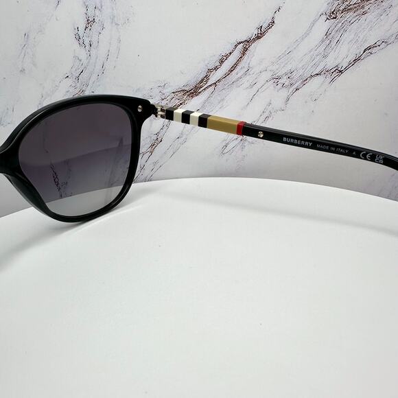 New Burberry Sunglasses Black Cat Eye Check Arms Gold Hardware Womens BURBERRY main image 11